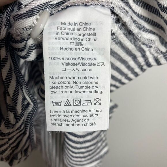 Madewell‎ Button-Back Tie Tee in Classon Stripe Blouse Top Xs Xsmall Gray White - Picture 5 of 6